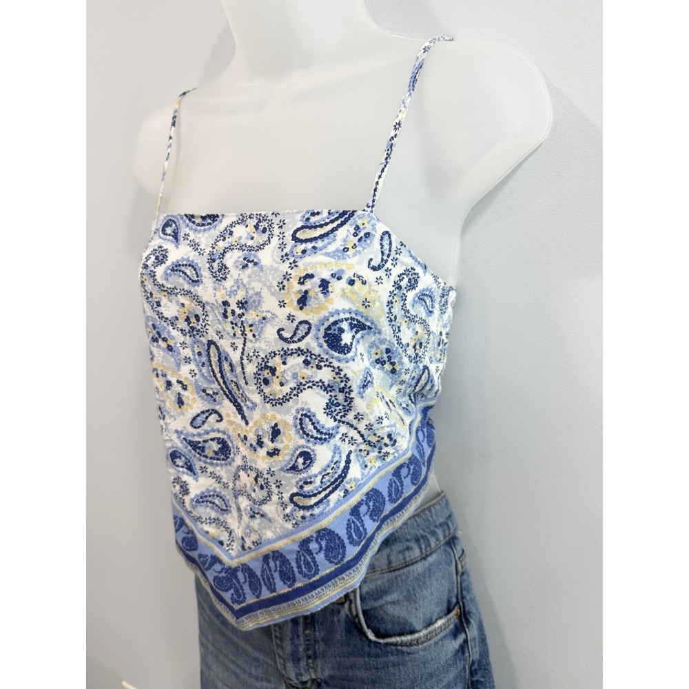 Midnight Sky Boho Crop Top Large Cotton Flax Blend Short Sleeve Festival - Picture 9 of 9